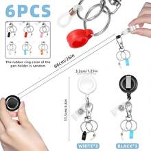 1pc/6pcs Retractable Badge Holder - Lanyard Pen Clip, Nurse ID Holder, Office And Hospital Accessories - A - View 2