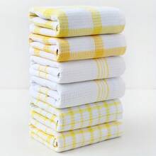 3/6 piezas/Set, Toallas de cocina absorbentes a cuadros multicolor (14.9 pulgadas X 25.2 pulgadas), suaves reutilizables y lavables, esencial para la limpieza del hogar, accesorio de cocina - Amarillo - Ver 6