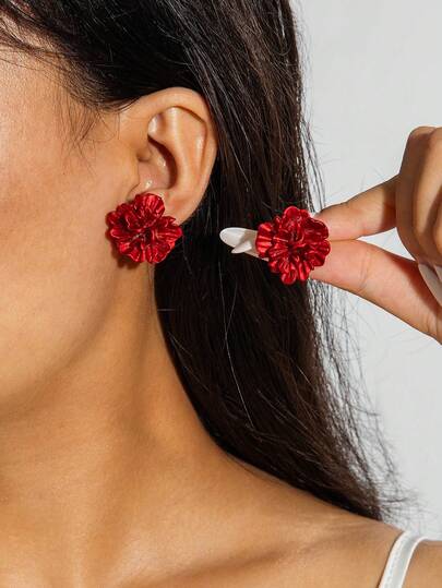 1 Pair/Fashion Bohemian Style Resin Camellia Earrings Suitable For Women's Daily Commute Outfit Jewelry Gift