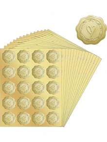 100 piezas Pegatinas de sobre dorado, Pegatinas de sello de corazón en relieve, Adecuadas para postales, invitaciones, tarjetas, decoración de regalos, etiquetas autoadhesivas - Multicolor - Ver 3