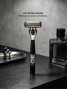 Bộ dao cạo râu thủ công tay cầm đen 2 món cho nam, dao cạo an toàn thủ công kèm lưỡi thép không gỉ 6 lớp, tái sử dụng, cạo mượt mà thoải mái và sạch sẽ - nhiều màu - Xem 7
