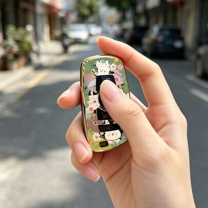 1pc Car Key Cover - Vibrant Print, Suitable For BMW 1 Series, 2 Series C/Cab/AT/GT, 3 Series And 5 Series Sedan/T/GT, 4 Series C/Cab/GC, 7 Series, X1, X2, X3, X4, X5, X6, Scratch-Resistant And Wear-Resistant, Unisex