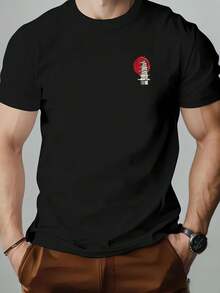Versatile And Elegant, Featuring A Japanese Pagoda Motif Accented With A Subtle Red Circle,Highlighting Oriental Charm Comfortable And Adaptable Style - 黑色 - 查看 2