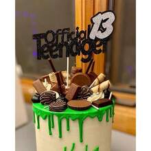 ! 13 Official Teenager Black Sier Glitter Birthday Cake Topper 13th Birthday Party Decorations Plies For Teens - As Pic - View 5