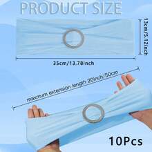 10pcs Bow Chair Bands With Round Buckle Elastic Chair Covers, Hallway Wedding Chair Back Decoration, Suitable For Birthday Party, Hotel Hospitality Event, Reception Ceremony, Banquet, Photography Prop Decoration - Baby Blue - View 4