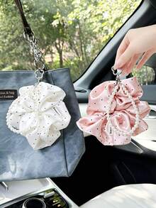 Creative Hair Scrunchie Car Keychain Pendant Car Key Chain Bag Charm Car Key Ring - Polka Dot Style - View 9