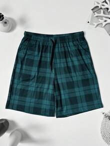 3pcs/Pack Men's Casual Plaid Pattern Lounge Pants With Side Pockets, Elastic Comfortable Drawstring Shorts, Wearable As Beach Pants And Sports Pants - Multicolor - View 4