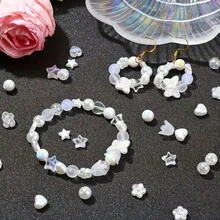 15-Grid White Series Straight Hole Beads, Including Heart, Colorful Heart, Flower Bud, Butterfly, Five-Pointed Star And Round Beads, DIY Jewelry Creative Making, Suitable For Beginners - Multicolor - View 5