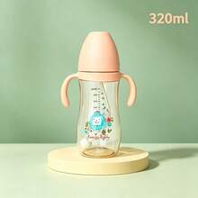 1 pieza Biberón de material PPSU, resistente al calor hasta 180℃, se puede esterilizar con vapor a alta temperatura, tetina de silicona suave anticólicos, material suave, resistente a mordeduras, equipado con bola de gravedad, succión suave, doble asa, adecuado para las manos pequeñas del bebé, gran capacidad de 320ml, adecuado para bebés de 6 meses en adelante - Multicolor - Ver 10