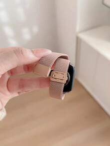 1pc Elastic Nylon Band Compatible With Apple Watch Women's Sports Style 38mm 40mm 41mm 42mm 44mm 45mm 46mm 49mm - Milk Tea - View 2