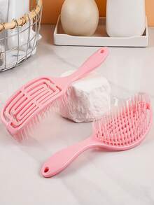 1 Stück Damen Hohlkamm, Rosenrot Moskitonetz Kamm, Kopfhautmassage Haarkamm, Damen Kamm, Trocken- und Nass-Dual-Use Paddelkamm, Luftkissenkamm für Zuhause geeignet für glattes und lockiges Haarstyling, antistatisch, Friseursalon, Schönheit, Reise-Essential Haarpflege-Tool, Halloween Weihnachtsgeschenk - Heißes Pink - Übersicht 6