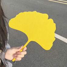 1pc Ginkgo Leaf Shaped Hand Fan, Handheld Ginkgo Leaf Fan, Leaf Hand Fan, Comfortable Handle, Summer Cooling Product, Suitable For Home, Outdoor Activities, Creative Fan (Yellow/Green/Pink) - Multicolor - View 5