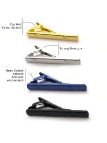10pcs Men's Tie Clips, Silver & Black Tie Bars, Suitable For Regular Ties, Classic Tie Buckles, For Wedding, Meeting, Business, With Gift Box - Multicolor - View 6
