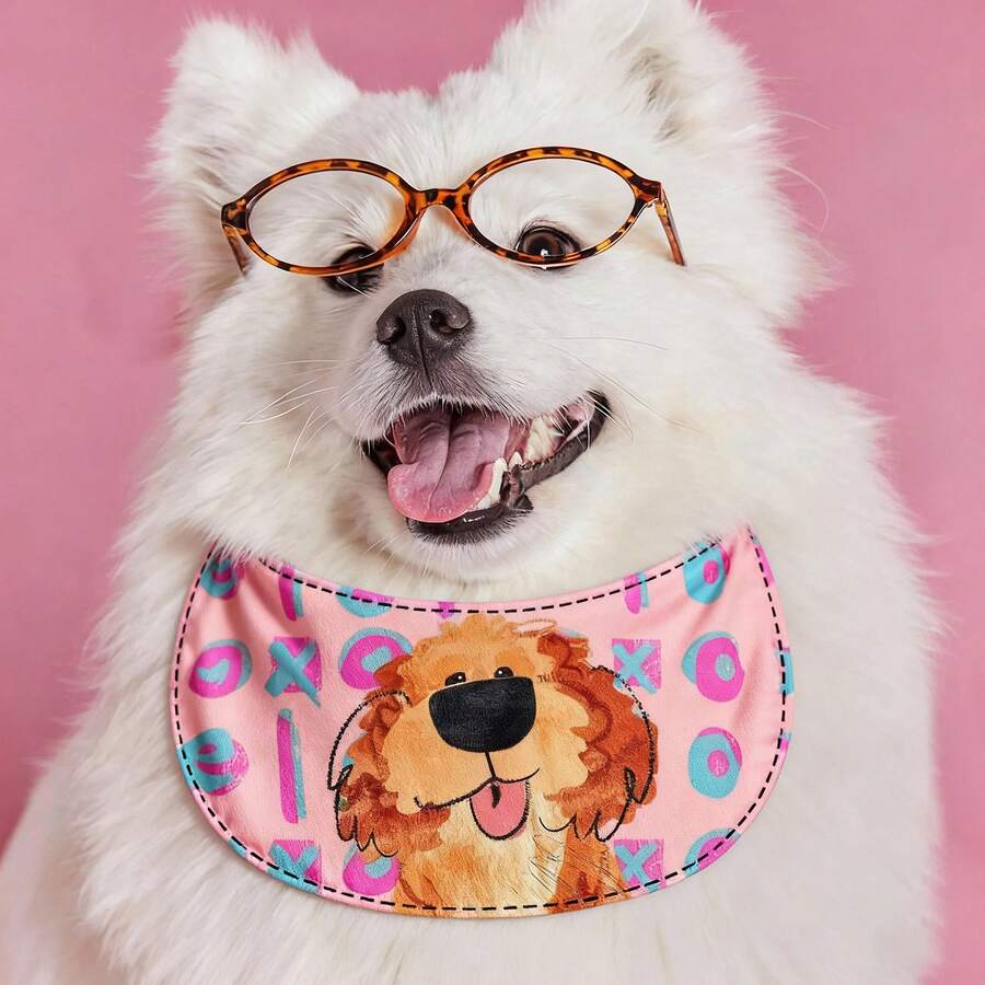 新款寵物小中大型犬網紅卡通圓形狗金毛拉布拉多邊境牧羊犬口水巾圍巾 (S號) - 彩色 - 查看 1