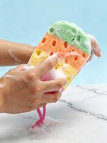 Exfoliating Bath Sponge Body Sponge - Soft Foaming Bath Ball, Colorful Striped Design, Gentle Exfoliation For Body And Face, Durable And Easy To Clean, Suitable For Home And Commercial Use, Bathroom Decor, Lively Design, Soft Touch - Multicolor - View 7