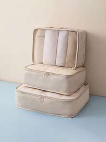 3pcs Travel Packing Cubes Set, Large Capacity Luggage Organizers, Portable Clothes Storage Bags, Multi-Functional Travel Essentials, Suitable For Clothing, Cosmetics, Underwear, Shoes, Jackets, Pants, Bedroom Decor, Autumn Decor, Minimalist Style - Multicolor - View 17