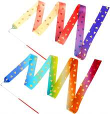 Abeillo 2pcs Rhythmic Dance Ribbons, 78.7 Inch Gymnastics Ribbon Dancer Wand Dancing Ribbon Streamers For Kids, Fits Artistic Dancing Gymnastics - ColorE - View 1