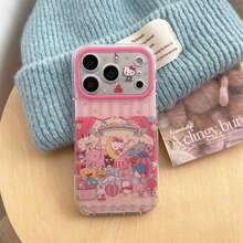 Sanrio Friends Collection 動物粉色條紋甜美風手機殼，適用於 Apple 17/17 Pro Max/16/15/14/13/12/11，全包覆防摔保護 - 彩色 - 查看 1