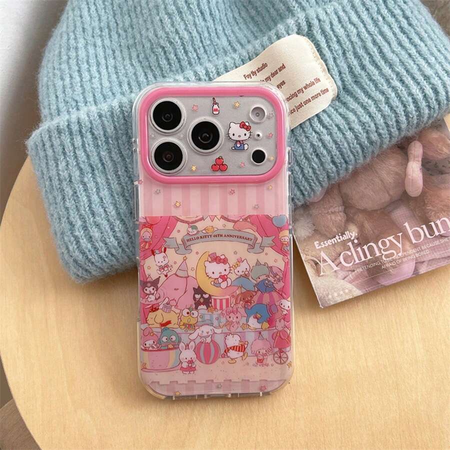 Sanrio Friends Collection 動物粉色條紋甜美風手機殼,適用於 Apple 17/17 Pro Max/16/15/14/13/12/11,全包覆防摔保護 - 彩色 - 查看 1