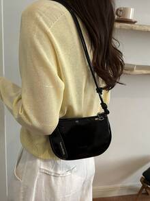 2026 New Small Square Bag For Women, Solid Color Textured Shoulder Bag, Light Luxury French Style Minimalist Crossbody Bag - Black - View 2