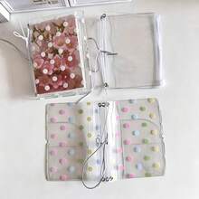 Bìa sách PVC trong suốt bảo vệ sổ tay họa tiết chấm bi, bao sách có dây thun, bìa sổ rời, bao bảo vệ sổ kế hoạch trong suốt, túi đựng thẻ nhỏ phong cách kawaii, bìa nhật ký mini, bao sách tái sử dụng, phụ kiện scrapbook thẩm mỹ - A - Xem 6