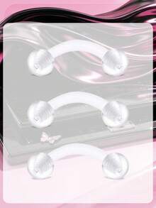 3pcs 16G Clear Flexible Plastic Eyebrow Rings For Sports,Daith Rook Earrings Eyebrow Rings Curved Barbells Eyebrow Piercing Retainers - Clear - View 9