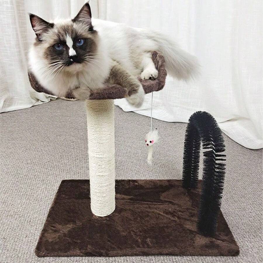 30*30*40cm Arch Sisal Cat Scratcher Tree, Integrated Small Cat Perch Nest With Hanging Play Balls, Wear-Resistant Scratching Frame, Random Color Shipment - Multicolor - View 1