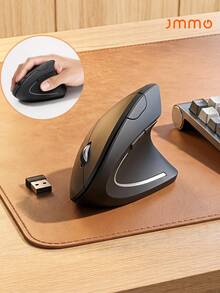 JMMO 2.4G Ergonomic Mouse Vertical Wireless, Optical Carpal Tunnel Mouse Right Hand For Less Stress, Quiet Clicks, 6 Buttons For Laptop, Desktop, PC, Computer, Black - Black - View 1