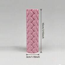 Bold Wave Pattern Clay Texture Roller – DIY Tool For Polymer, Fondant – PLA Build, Durable – 3D Striking Curves & Flowing Ridges – Deep Impressions, Non-Slip, Easy Clean – Ideal For Coastal Tiles, Dynamic Art, Beginners & Pros - Eye-catching Wavy Pink - View 2