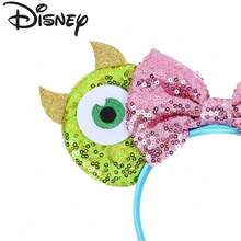 Disney Monsters Inc. Minnie Mouse Ear Pink Sequin Bow Headband - View 4