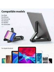 Foldable Adjustable Tablet And Phone Stand, Universal For IPad, Smartphone, E-Reader, Portable Multi-Angle ABS Material, Non-Slip Waterproof One-Hand Control, Suitable For Live Streaming And Online Courses - Multicolor - View 5