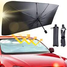 1pc Car Sunshade For Front Windshield, Sun Protection And Heat Insulation, Light-Blocking Window Cover, Car Interior Accessory, Windshield Cover For Small Cars - A - View 3