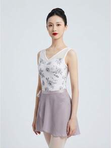 1pc Women's Chiffon Ballet Wrap Skirt, Adjustable Tie Sheer Flowy Mini Skirt, Single Layer Wrap Skirt, Suitable For Dance Performance, Gym Workout, Ballet Style Daily Layering - Multicolor - View 4
