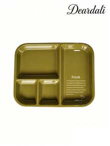 DearDali 1pc Minimalist 4-Compartment Ceramic Plate, Thickened Wear-Resistant Easy To Clean Portion Control Plate, Cream INS Style Dinnerware, Suitable For Kids Complementary Food, Lunch, Weight Loss Portioning Or Back To School Season - View 10