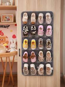 1pc Shoe Storage Bag Layered Hanging Shoe Rack Space-Saving Wall-Mounted Organizer For Home Children's Shoe Cabinet Organizer Closet Door Shoe Hanger Dust-Proof Shoe Keeper Portable Shoe Container - View 3
