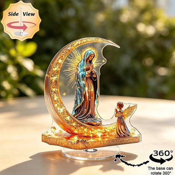 2D Flat, 1pc Rotating Acrylic Desktop Ornament - 360° Rotating Base, Home Office, Art Studio And Wellness Center, Desktop Decoration, Exquisite Craft Design Halloween Christmas Decorative Ornament Car Ornament Gift