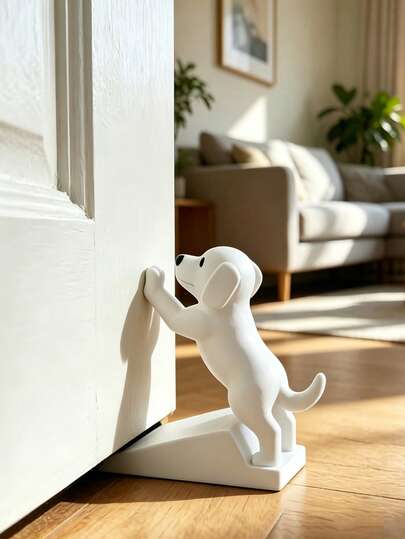 1pc Cute Puppy Door Stopper, 3D Labrador Shaped Door Wedge, Non-Slip Sloped Stable Door Holder, Prevents Door From Closing Automatically And Pinching Fingers, Minimalist White/Pink Dual Color Options, Suitable For Bedroom, Entryway, Doesn't Damage Wooden Door And Floor, Fun Healing Home Decor, Practical Decoration For Rental And Home, Unique Soft Decor Accessory For Christmas, Birthday Gifts, Women's Christmas Gifts, Office Decoration And Accessories, Halloween, Front Door Decoration