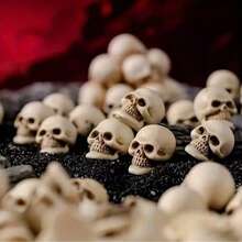 20pcs Mini Plastic Skull Heads - Mini Skull Sculptures - Halloween Miniature Figure Skull Head Decorations, Suitable For DIY Crafts, Home Prank Props, Holiday Gift Statues, Applicable For Halloween, Day Of The Dead And Easter Decorations - A - View 2