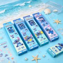 1set The Cure Cartoon Drawing Pencil Gift Box, Light Blue Gradual Change Soft Color Matching, Childlike Cartoon Pattern, Suitable For Daily Writing, Art Hand-Painted, Stationery Gifts For Children. (Stochastic Style) - Multicolor - View 4