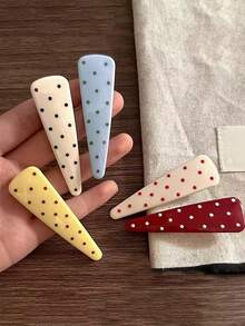 6件裝復古圓點長髮夾，開學季拍照適用，日常百搭甜美女孩髮飾 - 彩色 - 查看 3