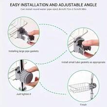 1 buah Rak Penyimpanan Keran Stainless Steel - Pengorganisasi Wastafel Dapur Tanpa Pengeboran dengan Tempat Spons, Gantungan Sikat dan Kain, Desain Anti Karat Hemat Ruang, Rak Penyimpanan Batang Shower Multifungsi, Pengorganisasi Perlengkapan Kamar Mandi, Gantungan Barang Kamar Mandi, Pengorganisasi Shower, Rak Penyimpanan Perlengkapan Kamar Mandi dan Dapur - Rak keran - View 5