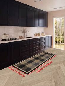 1 Pc Black-Brown Checkered Pattern Kitchen Mat, 3.5 Mm Soft Rubber That Absorbs Water And Is Easy To Clean. Suitable For Corridors, Bathrooms, Living Rooms, Outdoor Door Mats, And Toilets. Useable Throughout The Year And For Various Holidays. - Multicolor - View 19