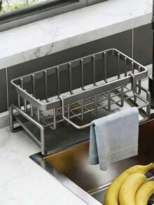 Stainless Steel Kitchen Sink Caddy Sponge Holder, Modern Compact Sink Organizer With Removable Utensil Brush Holder & Drain Tray, 8.3x3.5 Inch Rustproof Countertop Soap Rack Storage Dryer Caddy For Home Kitchen, RV & Countertop Organization - Multiple Styles and Colors - View 8