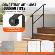 Handrails For Outdoor Steps, 2-3 Step Stair Hand Rail & Indoor Railing Kit, Railings For Outside Steps With Installation Kit, Hand Rails For Seniors,Porch Railing & Deck Hand Rail, Black - 2-3 Steps - View 5