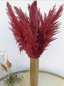 10pcs Artificial Pampas Grass Decorative Stems, Faux Reed Feather Bouquet. Pink Pampas Grass, Artificial Flowers. Bohemian Style Indoor Floral Decor, Wedding Vase, Bedroom Floor Arrangement Choice; Also Suitable As Faux Greenery, Birthday / Anniversary Gift, DIY Wreath Accessory, Banquet Party Scene Decoration, Florist Floral Material. - Burgundy - View 8
