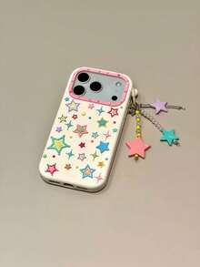 Korean Style 3D Colorful Star Phone Case Compatible With Iphone 17 Pro Max, 16, 15, 15 Pro, 16 Pro, 17 Pro, 18 Pro Max, Anti-Drop Protective Cover With Pendant - Multicolor - View 5