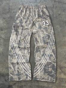 EVRINFINITE Mens Digital Camouflage Sweatpants, Striped Drawstring Loose Fit Wide Leg Pants, American Hip Hop Streetwear Sports Pants - Khaki - View 3