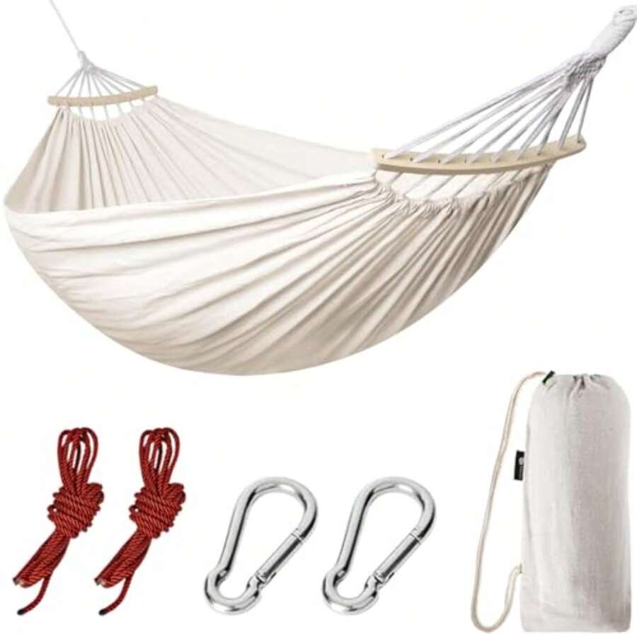Hamaca portátil para acampar de adultos, hamaca yucateca king size, 190*150cm Hamacas de Acampar de Nailon con correas para árboles y bolsa de almacenamiento, adecuada para jardín, playa, camping - Multicolor - Ver 1