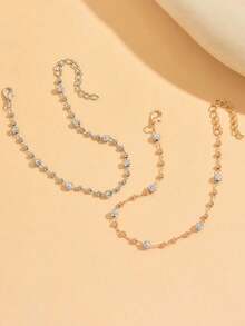 Pulsera de tobillo con diamantes brillantes para la playa de verano, accesorio de playa para personas de talla pequeña - Calcetín - Ver 5