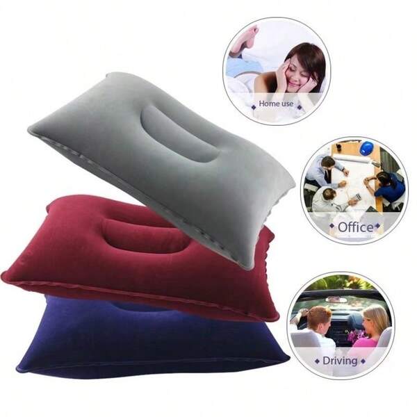 Inflatable Travel Pillow Portable Compact Air Pillow Flocked Fabric Backpack Suitable For Camping Hiking Home Office Sleeping Neck Head Waist Support Travel Inflatable PV Cushion Office Lumbar Support Minimalist Inflatable Pillow Car Camping Nap Pillow Flocked Square Nap Inflatable Air Pillow Outdoor Camping Cushion Travel Flocked Inflatable Pillow Leather Pillow